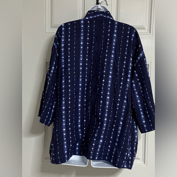 Q- Indigo Blue True Denim SHIBORI Kimono Blazer - Picture 7 of 10